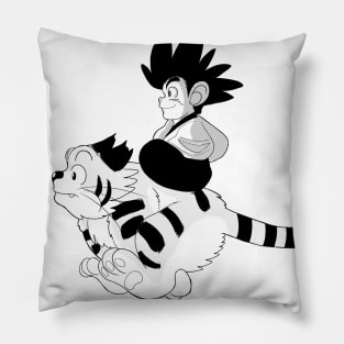 Yaiba riding on kagetora black and white halftonr version Pillow