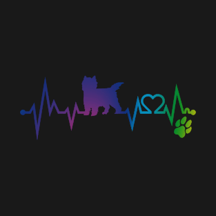 Cairn Terrier  Colorful Heartbeat, Heart & Dog Paw T-Shirt