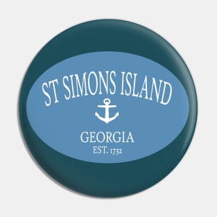 St Simons Island Georgia Sea Islands Anchor Coastal Blue Pin
