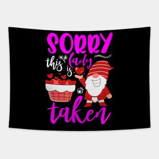 Sorry This Lady Is Taken Funny Gnome Valentines Day Hearts Tapestry