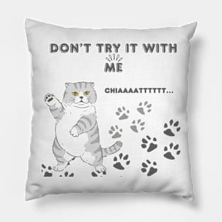 Cat don’t try it with me Pillow