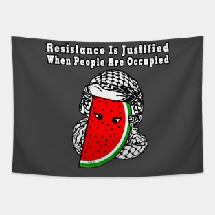 Resistance Is Justified When People Are Occupied Watermelon Keffiyeh Free Palestine With Eyes - Wrapped - Front Tapestry