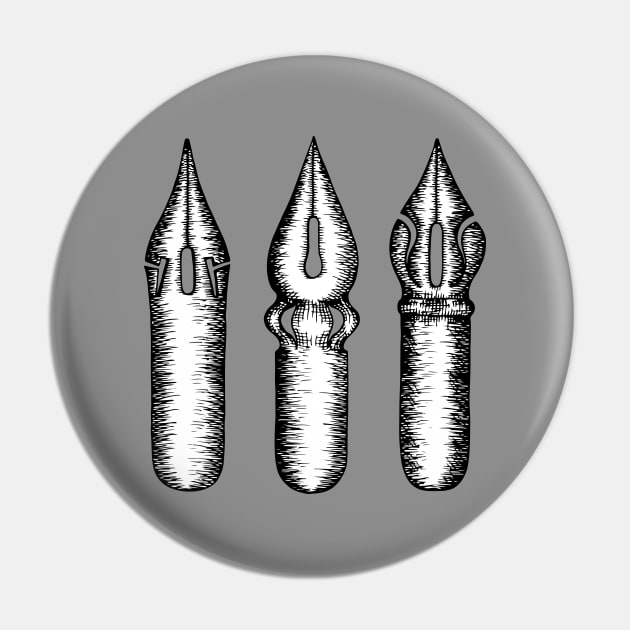 Dip Pen Nibs (Grey and White) Pin by illucalliart