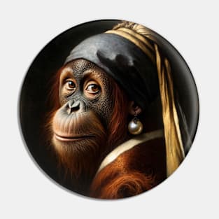 Wildlife Conservation - Pearl Earring Orang Utan Meme Pin