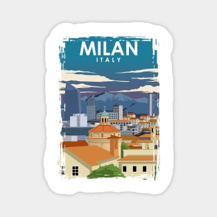 Milan Italy Vintage Minimal Retro Travel Poster Magnet