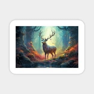 Stag Deer Animal Wildlife Wilderness Colorful Realistic Illustration Magnet