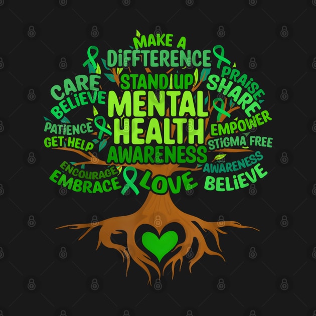 Mental Health Awareness Tree Green Ribbon by JazlynShyann