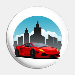 Red Lamborghini in the City Pin