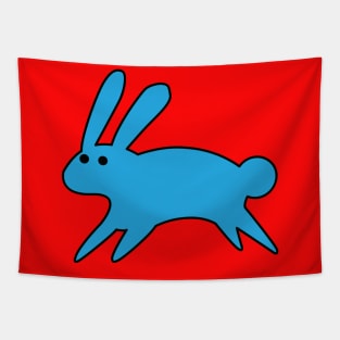 Running Little Blue Bunny Tapestry