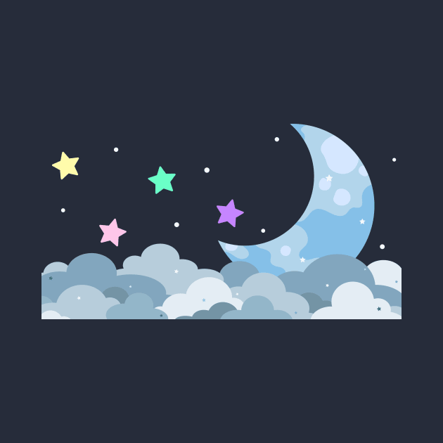 Dreamy Moon Cloud in the Night Sky - Aesthetic Logo Design by Al-loony