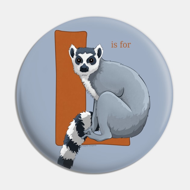 L is for Lemur Pin by Art by Angele G