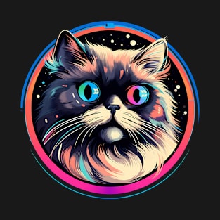 Himalayan Cat in Outer Space Funny Catstronaut Astronaut T-Shirt