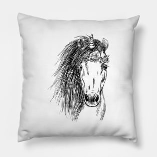 Unicorn Head Print Pillow