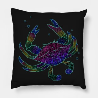 Colorful Abstract Sea Crab With Bubbles Pillow