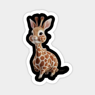 The Creature Combines Features from Two Distinct Animals: a Giraffe and a Rabbit Magnet
