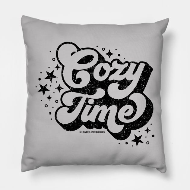 Cozy time sparkles - black Pillow by Christine Parker & Co