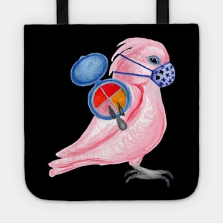 Moluccan Cockatoo Wearing Face Mask Tote