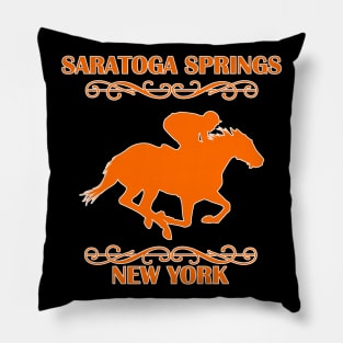 Saratoga Springs New York Horse Racing Pillow