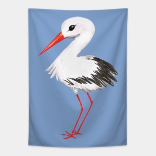 Cute stork watercolor painting Tapestry