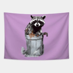 Cute Raccoon in a trash bin, trash panda Tapestry