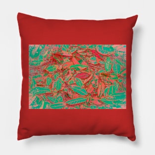 Turquoise and Pink Fallen Leaves Pillow