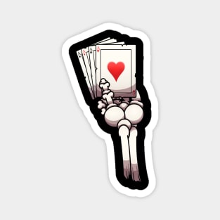 Skeleton Hand Holding Pack Of Cards Magnet