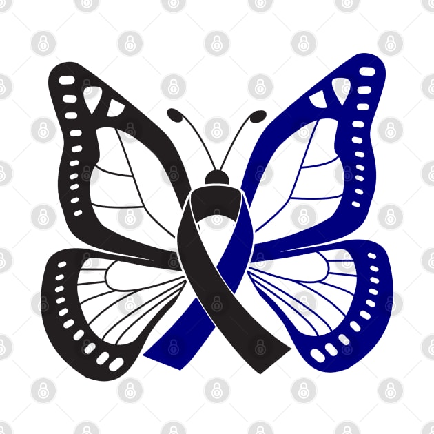 Black and Navy Butterfly Awareness Ribbon by FanaticTee