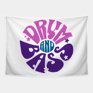 DRUM AND BASS  - Y2K Font Flower (navy/pink/purple) Tapestry