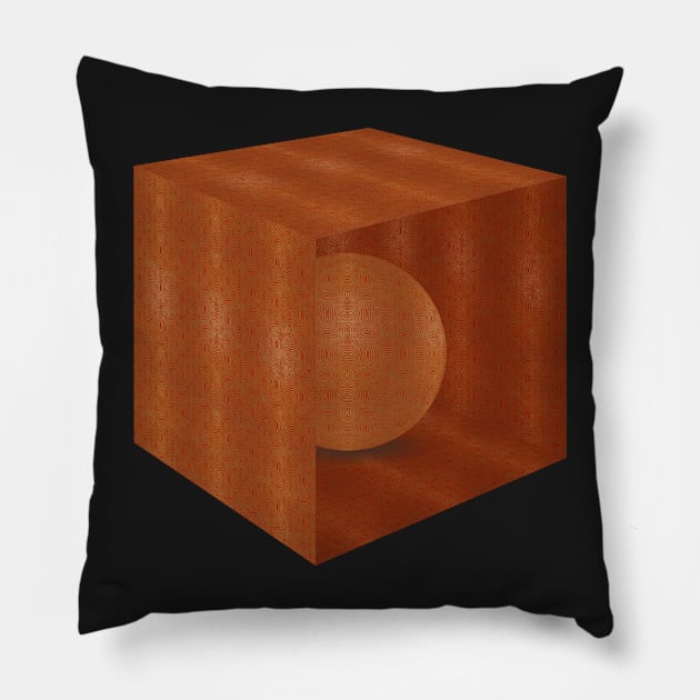 Swirl - Gold on Red Ink Pillow by Diego-t