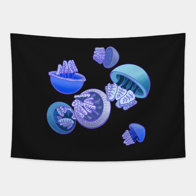 Blue Blubber Jelly Invasion! Tapestry by RJKpoyp