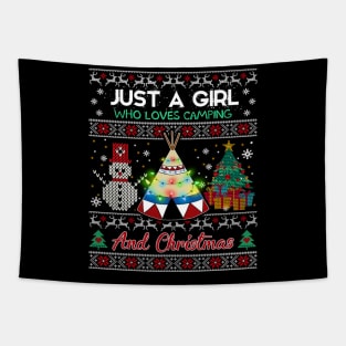 Just a girl who loves camping and christmas Tapestry