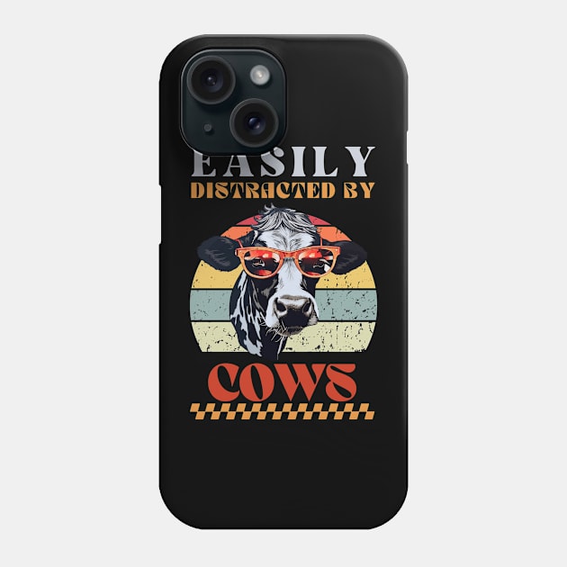 Easily Distracted by Cows - Funny Animal Design Phone Case by Stumbling Designs