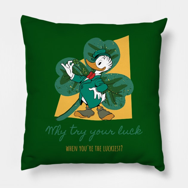 Gladstone Gander, the Luckiest Goose in the World Pillow by Amores Patos 