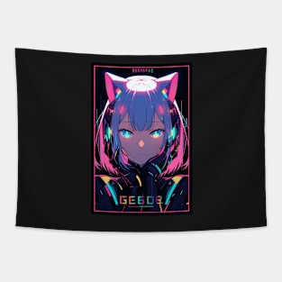 Anime Cat Girl | Quality Anime Design | Chibi Cat Girl Miaw | Manga Anime Art Tapestry