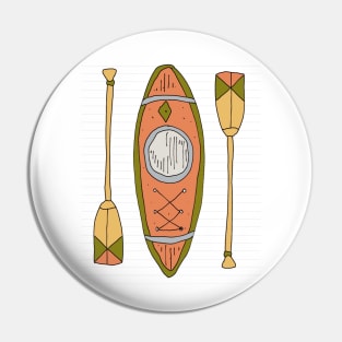 Hand drawn canoe and oars Pin