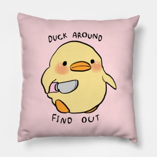 small chick with a knife meme / duck around find out Pillow