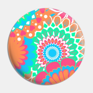 Mandalas allover orange mint blue pink Pin