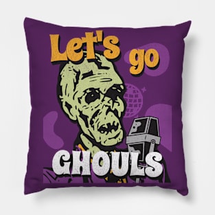 Let's Go Ghouls Funny Retro Zombie Musician Pillow