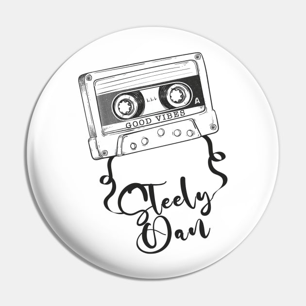 Good Vibes Steely Dan// Retro Ribbon Cass Pin by Stroke Line