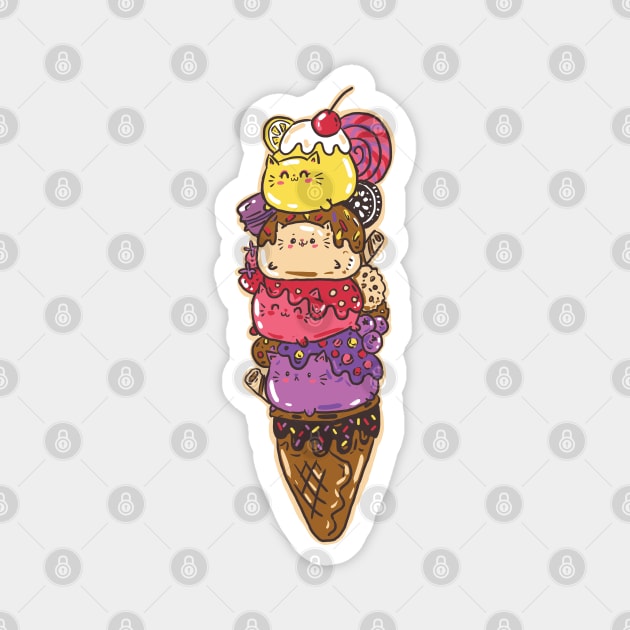 Ice cream cats Magnet by Norse Dog Studio