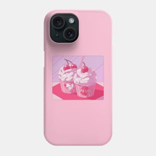 The cute pink cherry cupcakes Phone Case