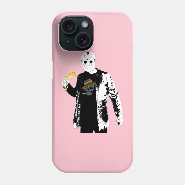 Psychic Jason Voorhees Wearing Redbubble Merch | Jason VS Banana | Rainbow skull Phone Case by Tiger Picasso