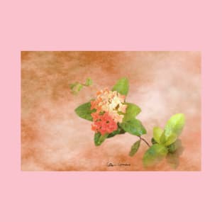 Peach Flowers Digital Art T-Shirt