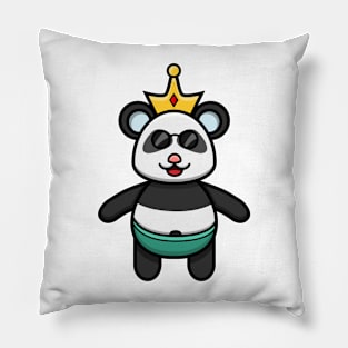 Sticker and Label Of Cute Baby Panda With Crown Pillow