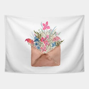 Watercolor Envelope with Flowers Tapestry