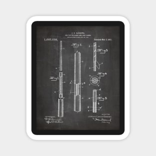 Pool Cue Patent - 9 Ball Art - Black Chalkboard Magnet