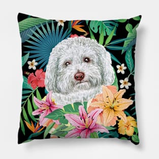 Tropical White Toy Poodle Pillow