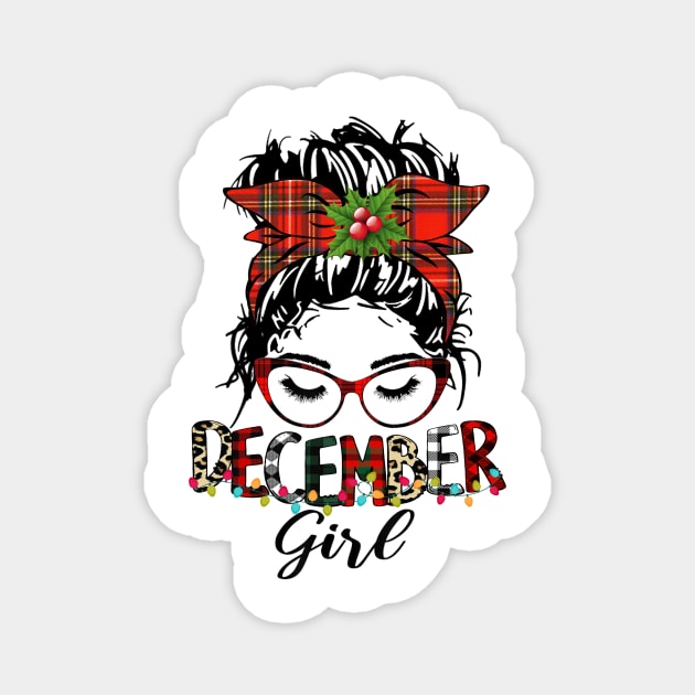 Messy Bun December Girl Christmas Lights Birthday Magnet by Magazine