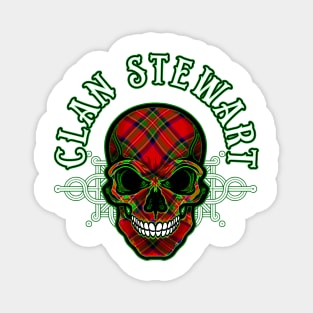 Scottish Clan Stewart Tartan Celtic Skull Magnet