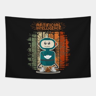 Funny art process artificial intelligence sarcastic robot Tapestry